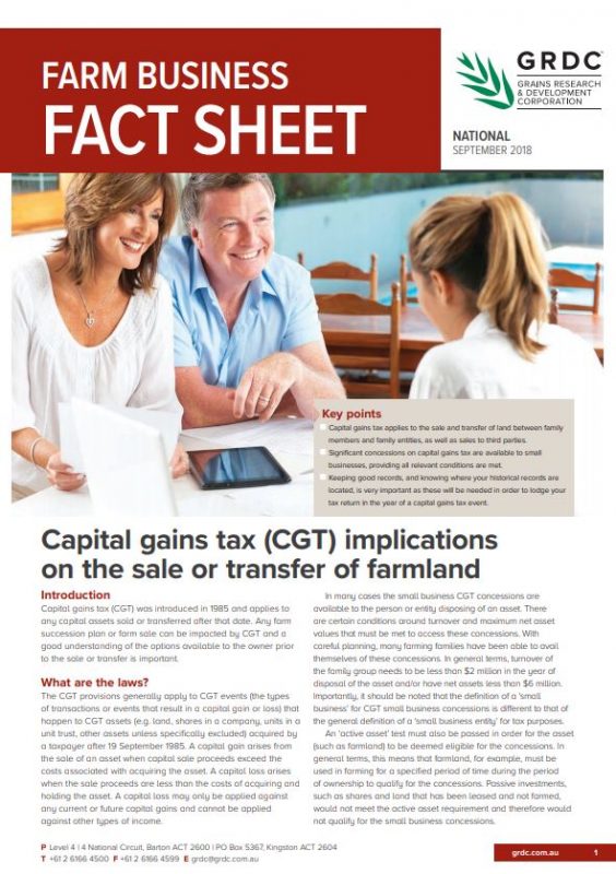 Capital gains tax (CGT) implications on the sale or transfer of